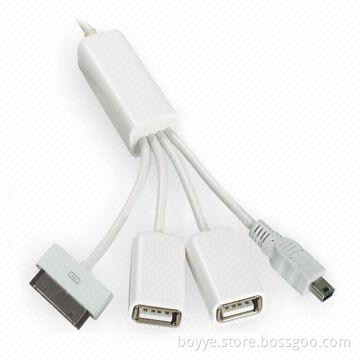 USB Hub with DC, Mini/iPod Ports and 500mA Current Consumption